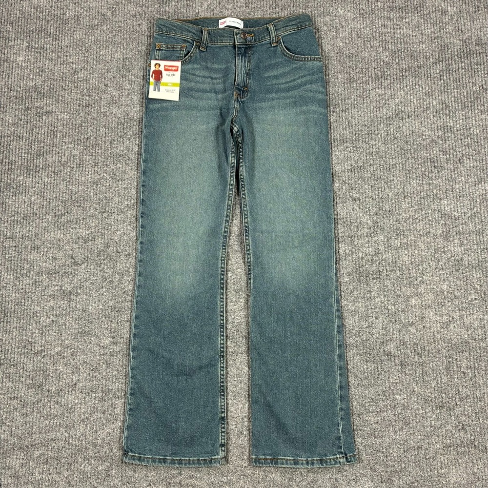 Wrangler Boys Five Star Flex Classic Bootcut Jeans Size 14 Medium Wash Denim